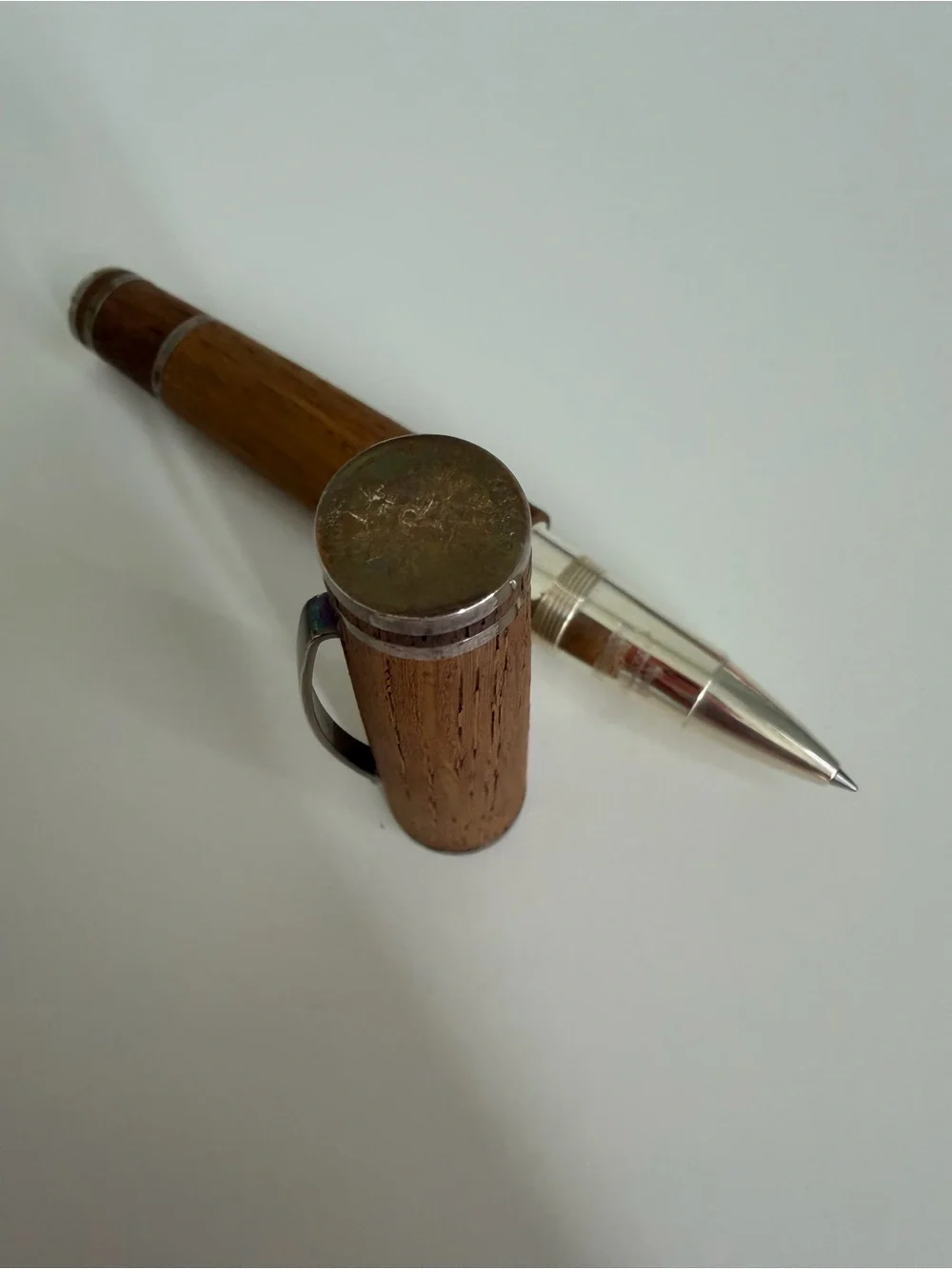 Wood & Metal Rollerball Pen - Brown and Silver